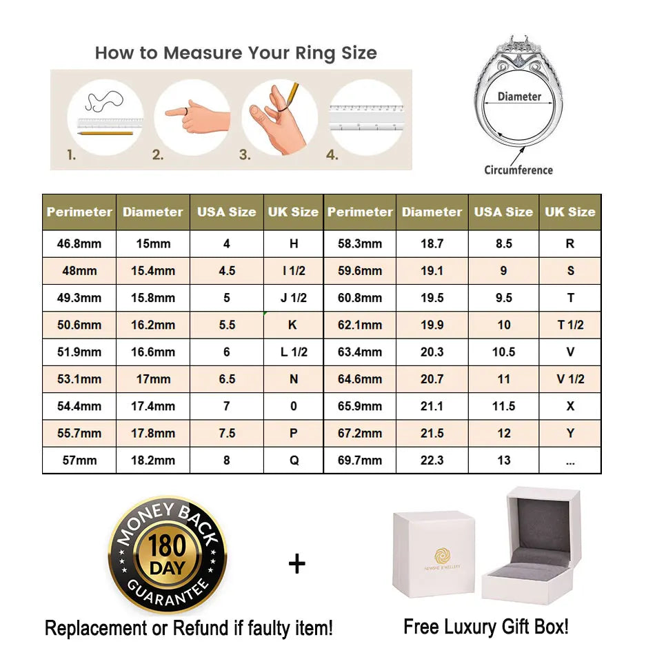 Newshe 925 Silver Rings for Women K Gold Luxury Jewelry Solitaire Princess Cut CZ Engagement Ring with Enhancer Wedding Bands
